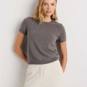 NWT Quince 100% cashmere tee sweater knit in elk brown size XS Carolyn besette